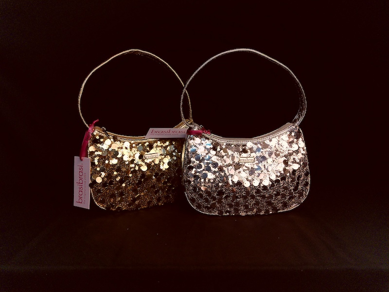 Handtaschen Pailletten Gold Silber Zwei Handtaschen mit Pailletten in Gold und Silber