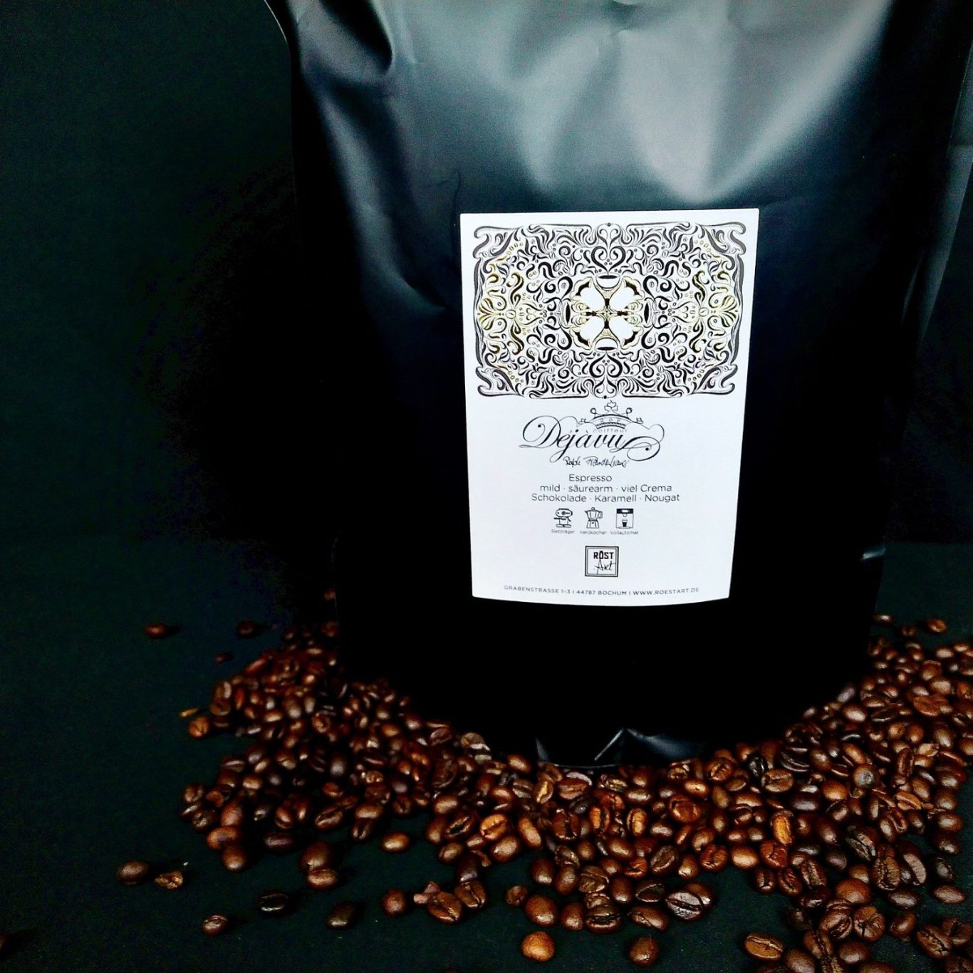 Kaffee RöstArt Auswahl Kaffee RöstArt Verpackung mit Bohnen